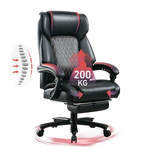 Image of BRTHORY Big and Tall Office Chair 200KG PU Leather Ergonomic Executive Office Chair Heavy Duty Chair High Back Lumbar Support Linkage Armrest for Home, Office, 135°
