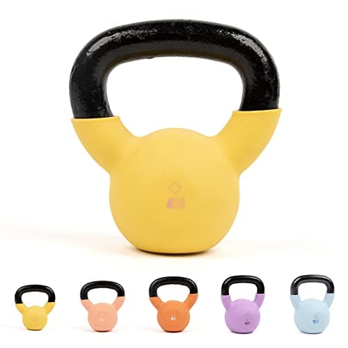 Image of Myga Iron Kettlebell - Heavy Cast Iron Weight for Fitness and Strength Training, Bodybuilding, Muscle and Cardio - Workout Equipment ideal for Home, Gym and Studio - Yellow, 4kg