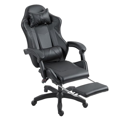 Image of Panana Gaming Racing Desk Chair Adjustable Hight Swivel Chair with Lumbar and Head Pillow (Black)
