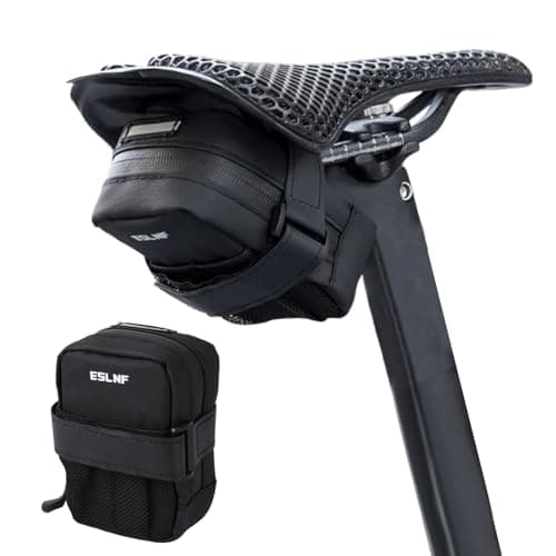 Image of Fyfjur Mini Bike Saddle Bag, Waterproof Compact Portable Bicycle Seat Bag with Mesh Pocket, Reflective Bikes Accessories for Road Mountain City Bike (11 X 8 X 4 cm)