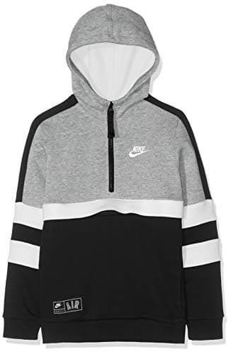 Image of Nike Kids B NSW NK AIR HOODIE HZ Sweatshirt - Dark Grey Heather/Black/Sail, X-Small