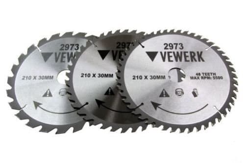Image of Vewerk 3 Pack- 210 X 30MM TCT Circular Saw Blade 24T 40T 48T 2973
