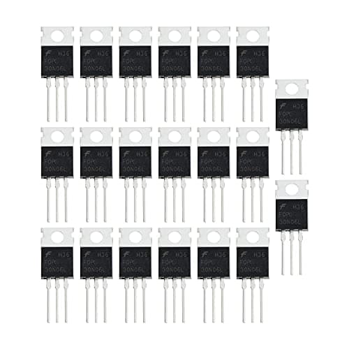 Image of eMagTech 20x N-Channel FQP30N06L MOSFET Transistor ESD Rated TO-220 30A 60V 3Pin International Rectifier Power for Home Industry and DIY