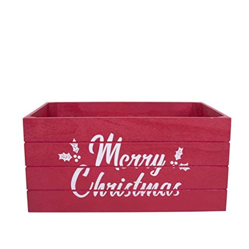 Image of Christmas Edition Wooden Crates Retail Display Storage Box Gift Hamper Eve Box (1, Red)