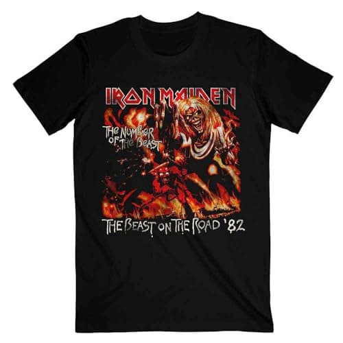 Image of Iron Maiden T Shirt Number of the Beast The Beast On The Road Vintage Mens XXL Black