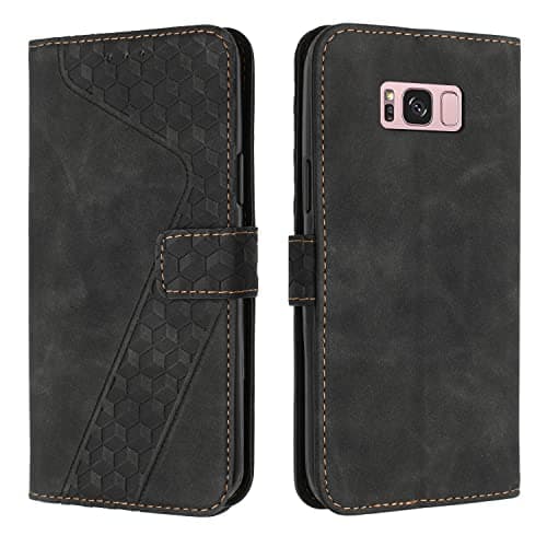 Image of OKZone Compatible With Samsung Galaxy S8 Case, Wallet Case PU Premium Leather with Card holder Slots Magnetic Shockproof Protect Flip Cover Bookstyle Phone Cases Cover for Samsung S8 (Black)
