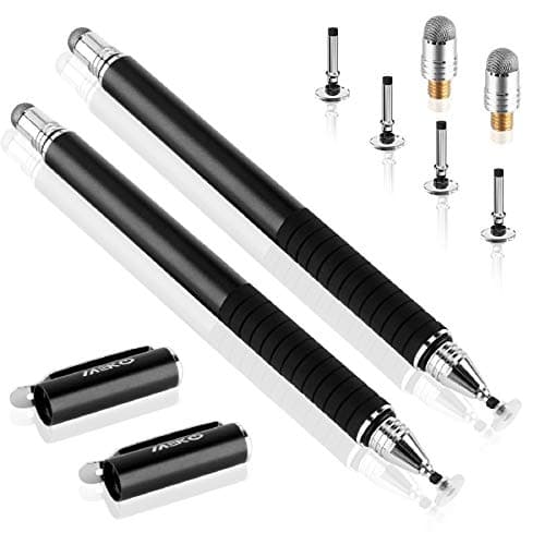 Image of MEKO 2-in-1 Stylus Precision Disc Styli Touch Screen Pen with 3 Replaceable Tips for iPads, Tablets, iPhones, Smartphones, Samsung Galaxy Note/Tab (Black*2)