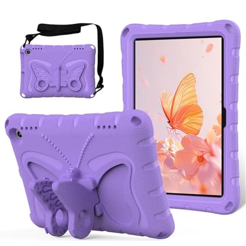 Image of FlexiSlate Case for Amazon Kindle Fire HD 8 & 8 Plus Tablet 8" (2020/2022/2024),Foldable Wing Kickstand Cute Cover with Shoulder Strap,EVA Rugged Shockproof,Kids Friendly Cover (Purple)