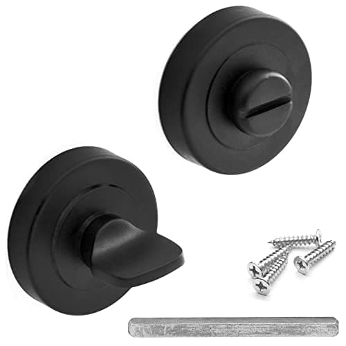Image of Decoranddecor Round Turn and Release Set for Bathroom Lock 54mm - Toilet Door Thumb Twist (Black)