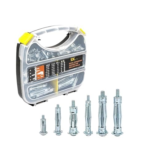 Image of T. K. Excellent Heavy Duty Zinc Plated Steel Molly Bolt Hollow Drive Plasterboard Fixings Screws for Drywall,Multiple Sizes Assortment Kit, 68 Pieces