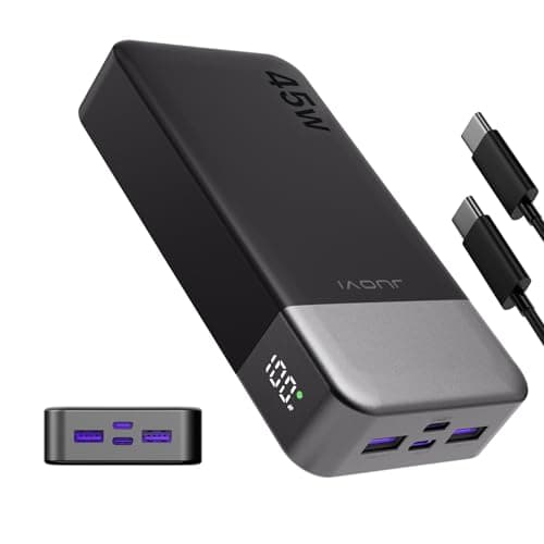 Image of JUOVI Power Bank, 20000mAh 45W Portable Charger, PD3.0 QC4.0 Fast Charging 4-Port with LED Display, Battery Pack Charger Portable for Laptop, iPhone 15 14 13 Pro Samsung S23 S22 (Black)