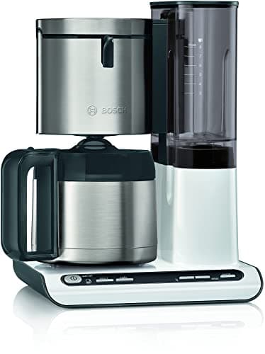 Image of Bosch Styline TKA8A681 1.1 Litre Stainless Steel Filter Coffee Maker for 8-12 Cups, Automatic Shutdown, Descaling System, Drip Stopper, Removable Water Tank (1 L), 1100 W, White
