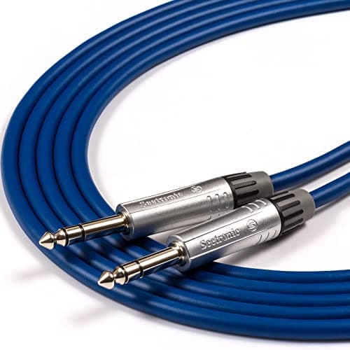 Image of Copper Cables by designacable.com 1.2m - Blue Tourgrade Balanced TRS Jack to Jack Lead - Handmade in the UK using foxTWO Cable & Seetronic MP3X Jacks.