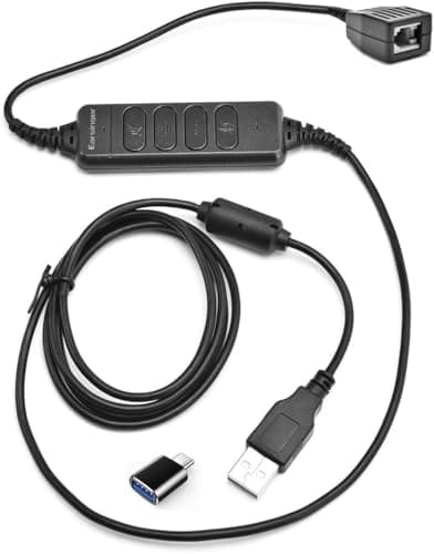 Image of USB to RJ9 Adapter Compatible for Plantronics Jabra and Sennheiser Wireless DECT Headsets CS520 C054 Savi W710 W720 W740 Savi 8240/8245/8200 Headset to Connect to SAVI Cable PLT RJ45 to RJ9 Adapter