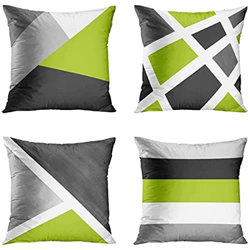 Image of DILOXNSU Set of 4 Cushion Covers 45 x 45 cm Decorative Velvet Modern Art Pillow Case Square Light Green Grey Cushion Cover 18x18 Inch for Sofa Bedroom Outdoor Garden Chair Home Decor