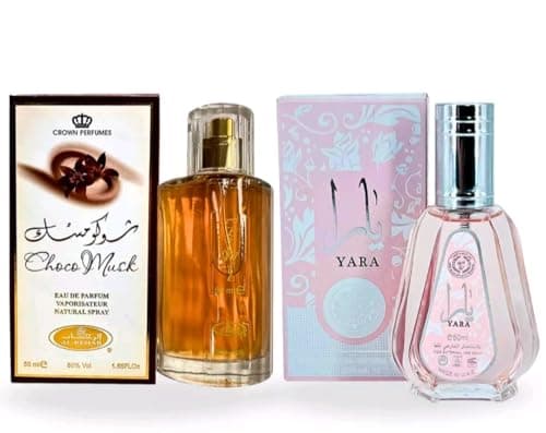 Image of Pair of 2 Eau de Parfum Gift Set for Women – Choco Musk 50ml & Yara 50ml | Long Lasting Unisex Travel Perfume for Women & Men | Chocolate Musk, Floral, Sandalwood & Vanilla Fragrance