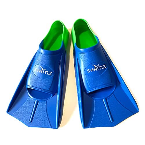 Image of Swimz Short Blade Silicone Swim Training Fins - NEW Blue Blade / Green Heel (UK 4-5 (Euro 37/38))