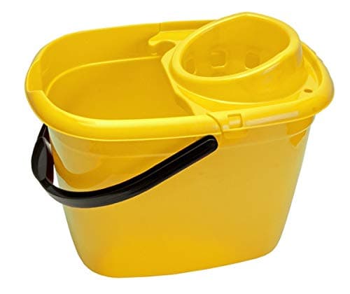 Image of Abbey Plastic Mop Bucket with Wringer 12 Litre – Colour Coded Cleaning Floor Plastic Mop Bucket with Side Lip for Easy Pouring for General and Small Area Cleaning - Yellow