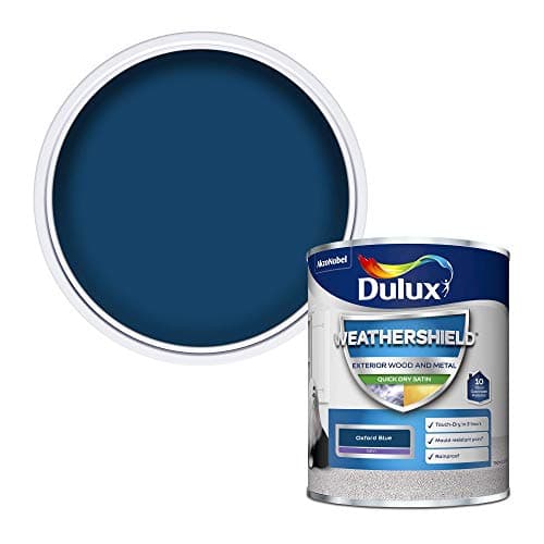 Image of Dulux Weather Shield Quick Dry Satin Paint, 750 ml - Oxford Blue