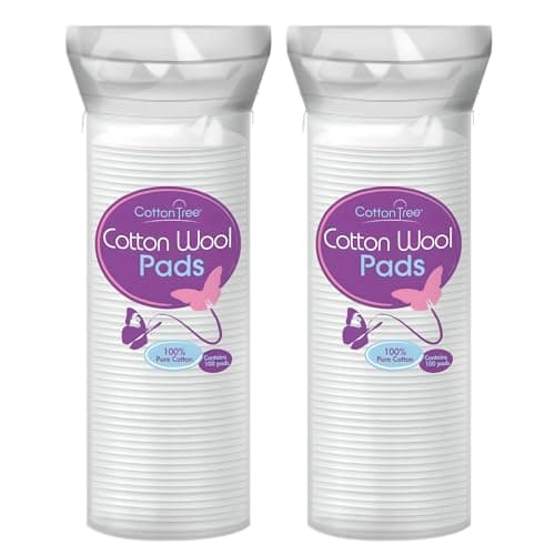 Image of Cotton Tree Cotton Wool Pads – 2 Packs of 80 Soft & Gentle Cotton Pads – Ideal for Makeup Removal & Skincare, Size Small