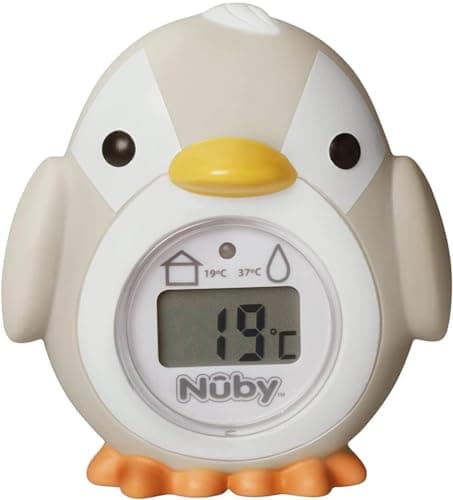 Image of Nuby Penguin Baby Bath Thermometer - Digital Thermometer with Easy to Read Screen | BPA Free | Suitable from Birth (Grey)