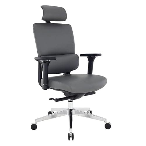 Image of Office Furniture Online Parity 24-Hour Executive Chair - Ergonomic Leather Office Chair - Chiropractor Approved Height Adjustable, Reclining, Lumbar Support - Grey