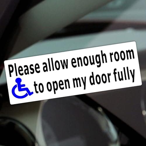 Image of 1 x DF10 Sticker Please Allow Enough Room to Open My Door Fully Disabled Wheelchair Access Car Van Window Sign Disability Motability Notice Label Decal 150x50mm (Inside Window - Face Outwards)