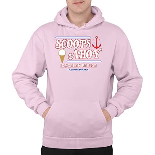 Image of Flip Scoops Ahoy Ice Cream Parlour Hawkins Hoodie Light Pink (W-S)