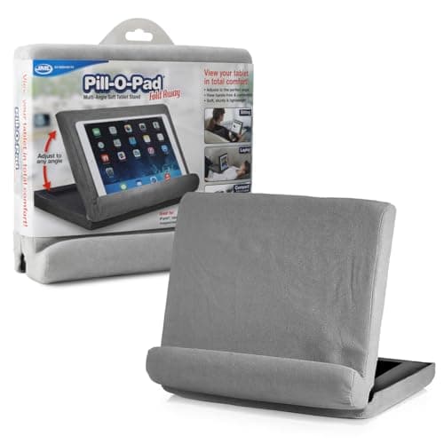 Image of JML Pill-O-Pad Tablet Stand - Tri-Ledge, Lap Mounted, Soft Tablet Holder with Side Pocket - Compatible with iPad, Kindle and More, Sturdy and Lightweight, for Women & Men - Dark Grey