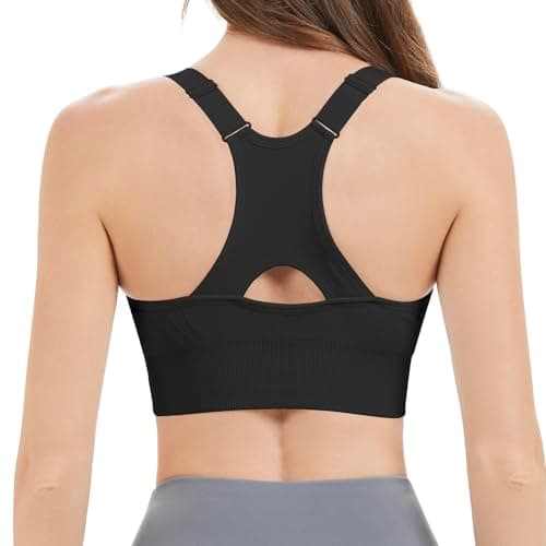 Image of Nabawa Racerback Sports Bras for Women High Impack Adjustable High Support Sports Top Unpadded Seamless Workout Yoga Gym Bra,Black L