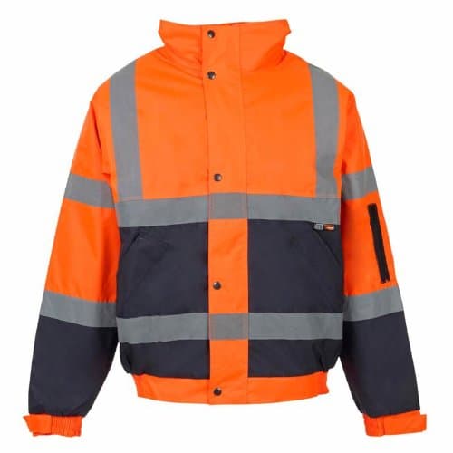 Image of Supertouch 35583 HI-VIS 2-Tone Bomber Jacket - Orange/Navy Blue