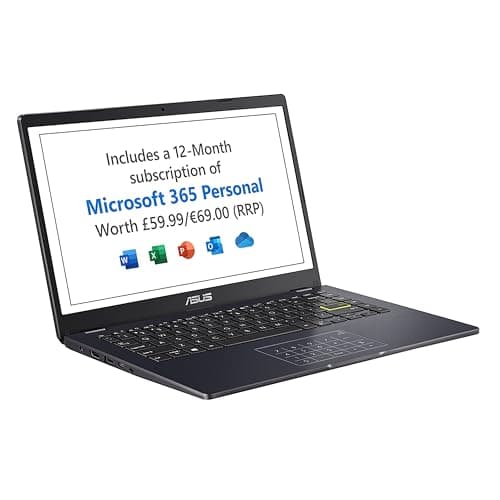 Image of ASUS Vivobook 14 E410KA | 14" Full HD Laptop with Microsoft Office 365 | Intel Celeron N4500 | 4GB RAM | 128GB eMMC | Windows 11 S Mode | Navy