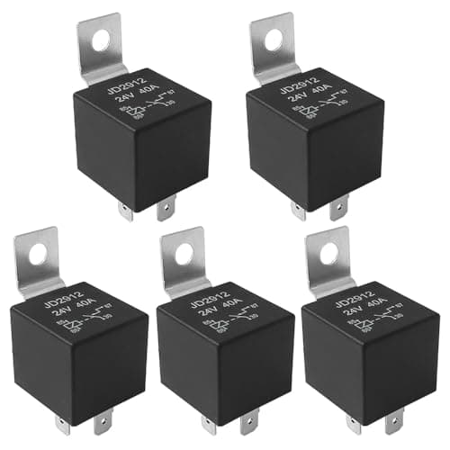 Image of Aiqeer 5 Pieces 4 Pin Car Relay, 24V 40A SPST Automotive Relay (Black)