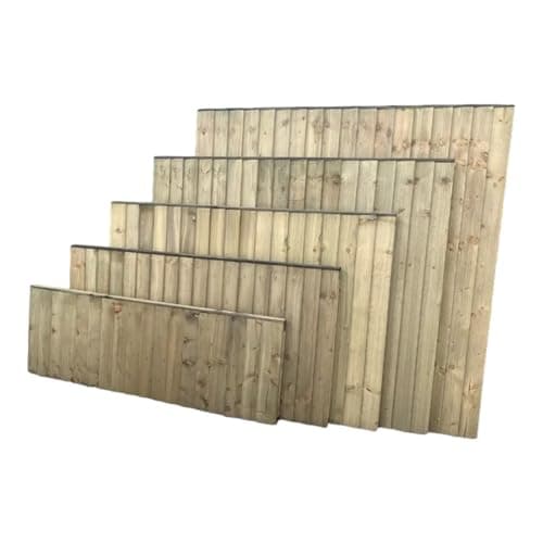 Image of Crown & Kingdom Pressure Treated Feather Edge Fence Panel Pack of 5 | Heavy Duty Closeboard Timber Garden Panels | Durable & Secure (6 FT (L) X 6 FT (W))