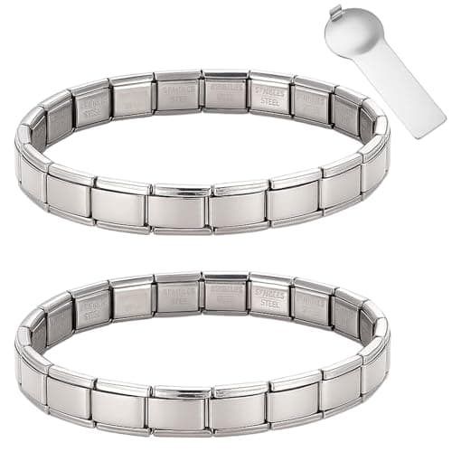 Image of Nomination Bracelets, Italian Charm Bracelet with 2 Silver Bracelets and 1 Silver Removal Tool, Adjustable Design for Women, Silver Charm Bracelet with Nomination Charms