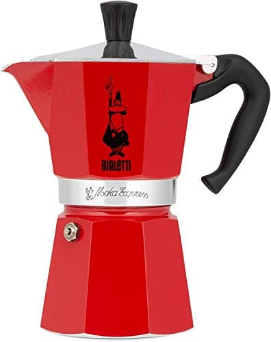 Image of Bialetti - Moka Color: iconic stovetop espresso maker, made real Italian coffee, 3-cup (130 ml) Moka pot, aluminum, Red, 30 x 20 x 15 cm