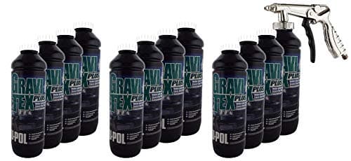 Image of Gravitex UPol Stone Chip Protector White 1 Litre X 12Overpaintable Chassis Protection + Air Application Gun Tough Hard Durable Coating Designed To Reproduce Manufacturers Original Stone Chip Finish