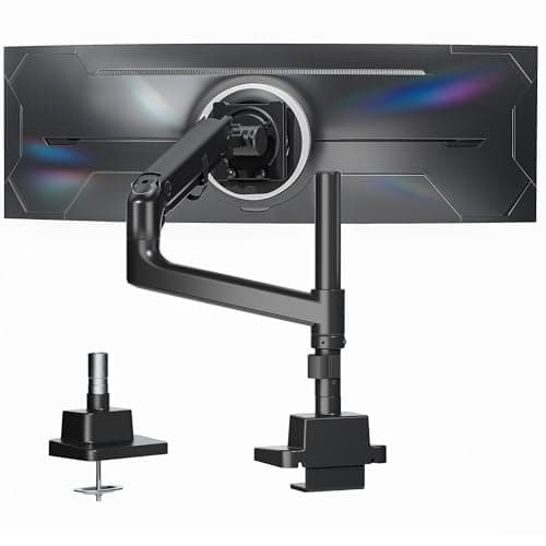 Image of monTEK Heavy-Duty Single Monitor Arm for 17-57 inch, Load 27kg Ultrawide Screens, Gas Spring Curved Adjustable Monitor Stand for Desk, 75/100mm VESA Mount, Black