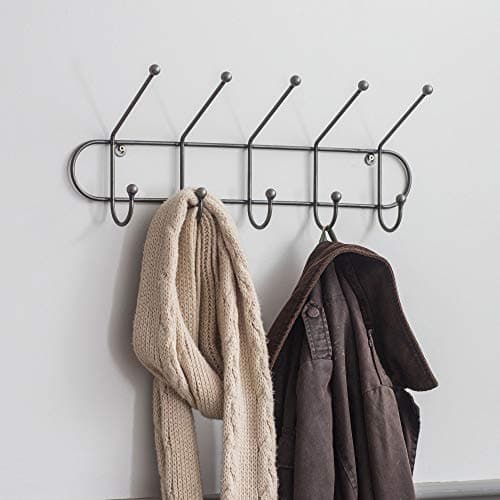 Image of CKB LTD 5 Hook Rail Hand Welded in Steel for Hallway Or Bedroom Wall Mounted Hanger for Coats Hats Drape Scarves Key Hook - Large H22 x W55 x D15cm