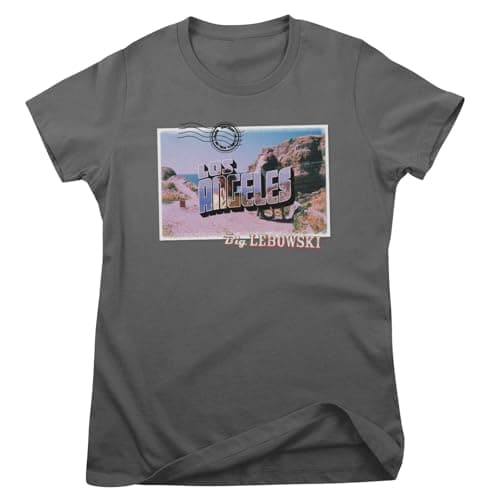 Image of The Big Lebowski Officially Licensed Greetings from Los Angeles Women T-Shirt (Dark Grey), Medium
