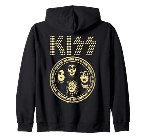 Image of Official KISS Retro Band Logo Heavy Metal Rock Vintage Zip Hoodie