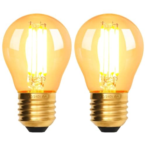 Image of Terafeels 2 Pack E27 Vintage LED Light Bulbs, G45, 4W, 220-240V, 2200K Warm Amber Glow, Clear Glass, Edison Screw in Light Bulb for Lamp