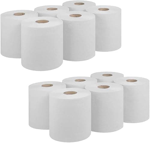 Image of Bargain Factory 12 x Premium Quality 2-Ply White Centrefeed Paper Hand Towel Rolls, Pack of 12 Tissue Rolls