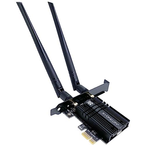Image of SYONCON WiFi 6E AXE5400 PCIe WiFi Card intel AX210 Chipset with Bluetooth 5.3 Tri-Band 2.4G/5G/6GHz 5374Mbps PCI Express Wireless Network Card Wi-Fi Adapter for Desktop PC Windows 10/11 (Black)