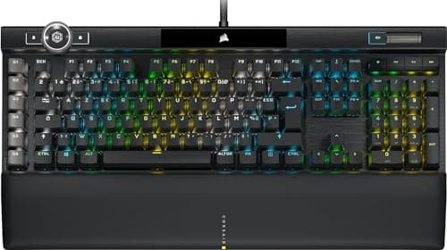 Image of Corsair K100 RGB Gaming Keyboard (Optical-Mechanical Switches: Ultra-fast and Linear, Double Injection PBT Keycaps, Elgato Stream Deck Integration) AZERTY Black