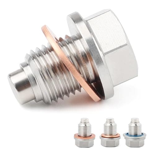 Image of M14 x 1.5 Magnetic Oil Drain Plug, Stainless Steel Sump Bolt with 6 Washers, Fits Honda Civic Accord CR-V Ford GM Mazda Hyundai KIA Audi RAM Yamaha, Replacement Oil Pan Plug, Replaces DP001