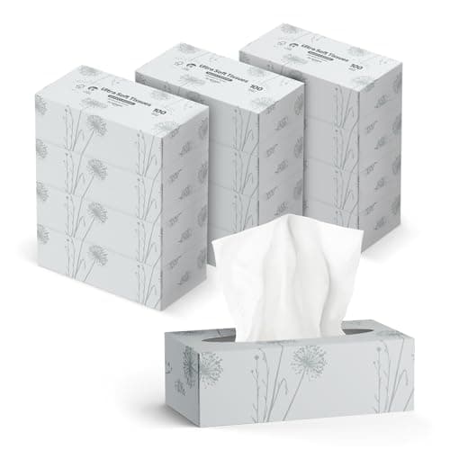 Image of by Amazon 4-Ply Facial Tissues, 1200 Sheets (12 Packs of 100 Sheets)