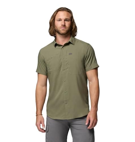Image of Columbia Men's Silver Ridge Utility Lite Short Sleeve Hiking Shirt, Stone Green, Large
