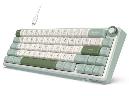 Image of RK ROYAL KLUDGE R65 Wired Mechanical Keyboard with Knob, 60% Percent QMK/VIA US Layout RGB Backlit Gasket Mount Gaming Keyboard with PBT Keycaps, MDA Profile, 66 Keys Hot Swappable Cream Switch, Cyan