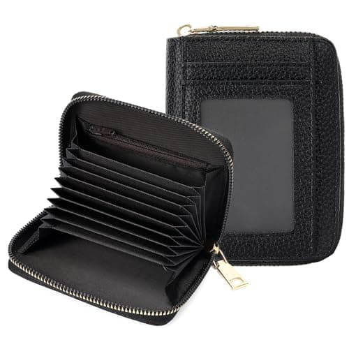 Image of GAEKEAO Card Holder Women RFID Blocking Small Purse Vegan Leather Accordion Card Case with Coin Pocket ID Window